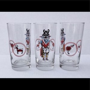 Vintage Set of Six Kachina Indian Tumblers Glasses